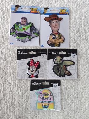 Toy Story & Disney Iron-On Patch Set Of Five Buzz-Woody-Minnie-Turtle 'Ohana'